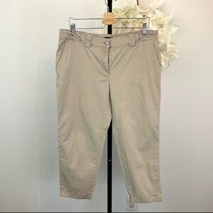 Nautica Pants Khaki Tan Cropped Ankle Length Cotton Stretch Size 14